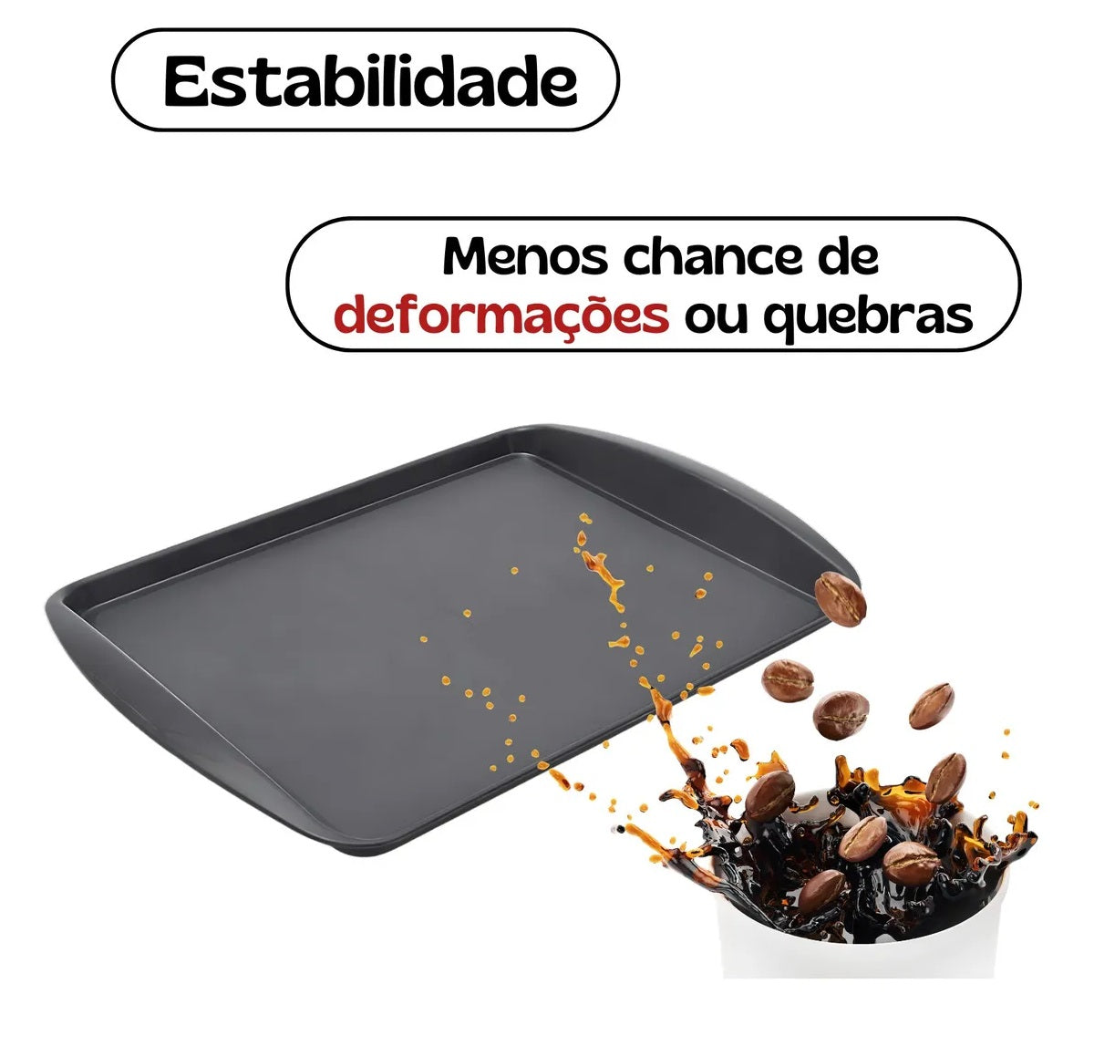 BANDEJA 34CM COR PRETA CAFÉ 1397 - PLEION