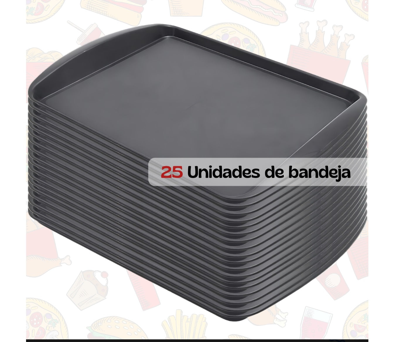BANDEJA RESTAURANTE COR PRETA 43CM 1797 - PLEION