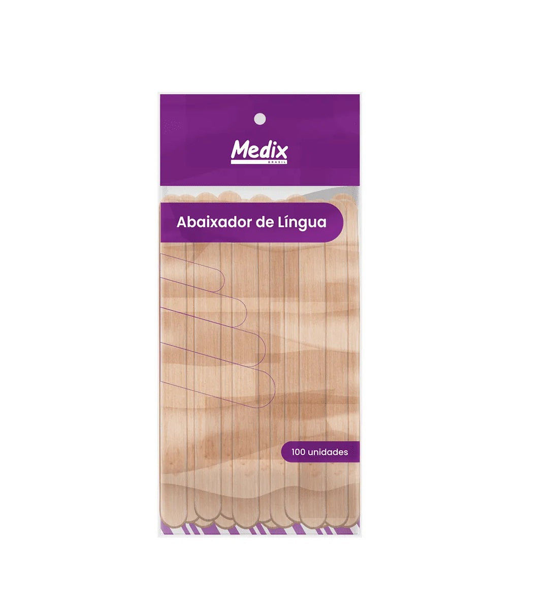 Abaixador De Língua Madeira Palito C/100 - Medix