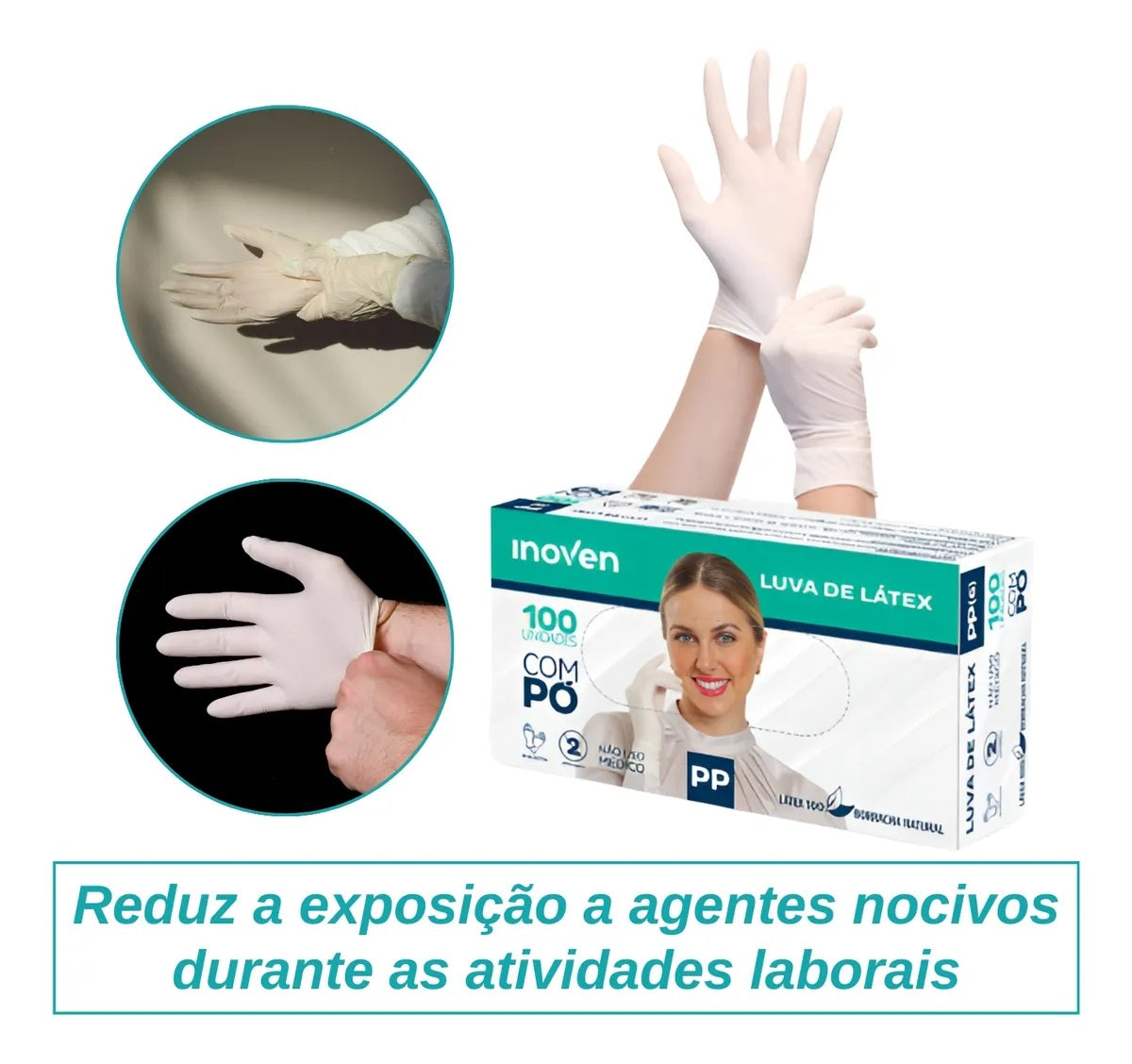 KIT 10 CAIXAS LUVA DE LÁTEX INOVEN - TAM.