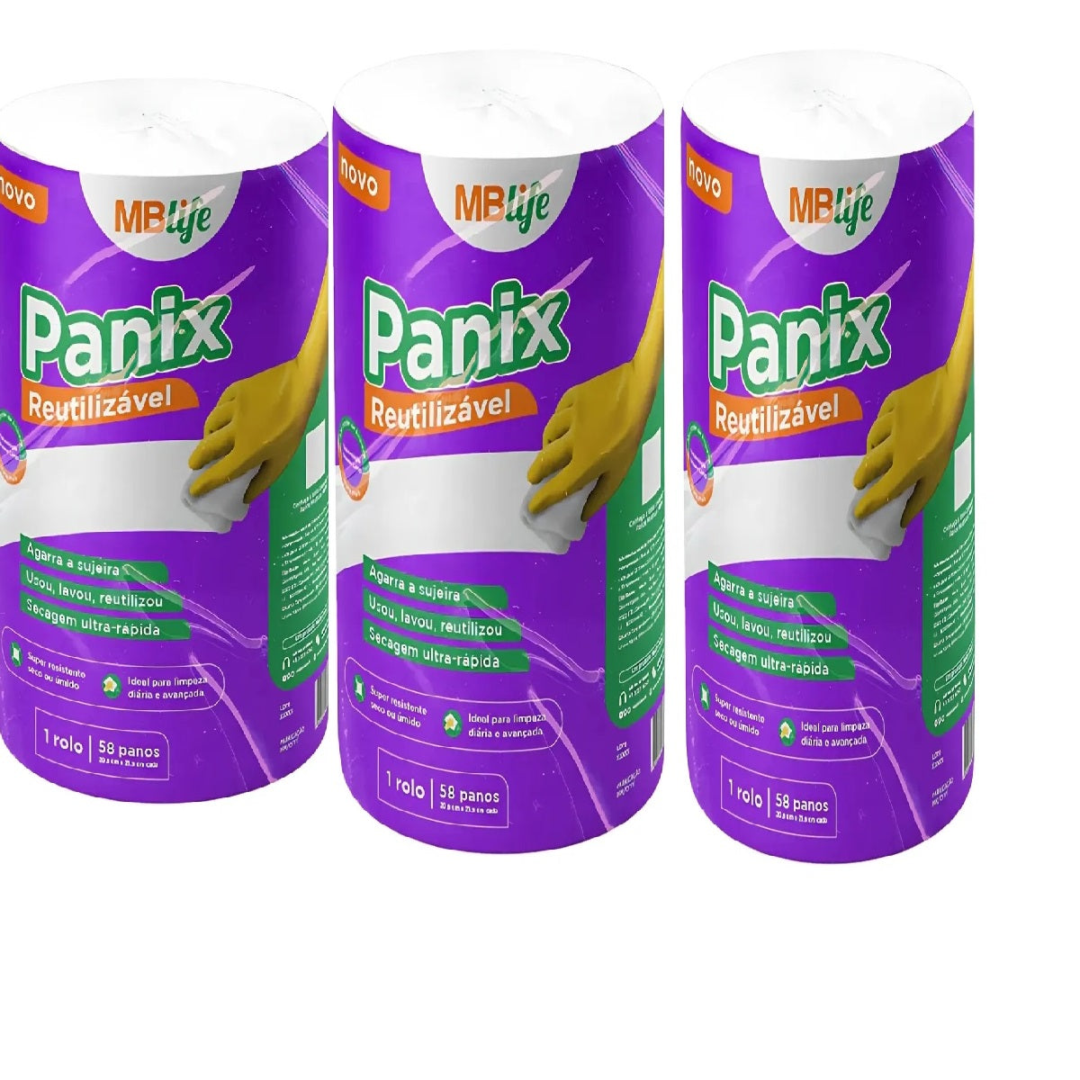 PANIX REUTILIZAVEL ROLO 20,5CM X 12,47M C/ 58 PANOS DE 21,5CM - MBLIFE