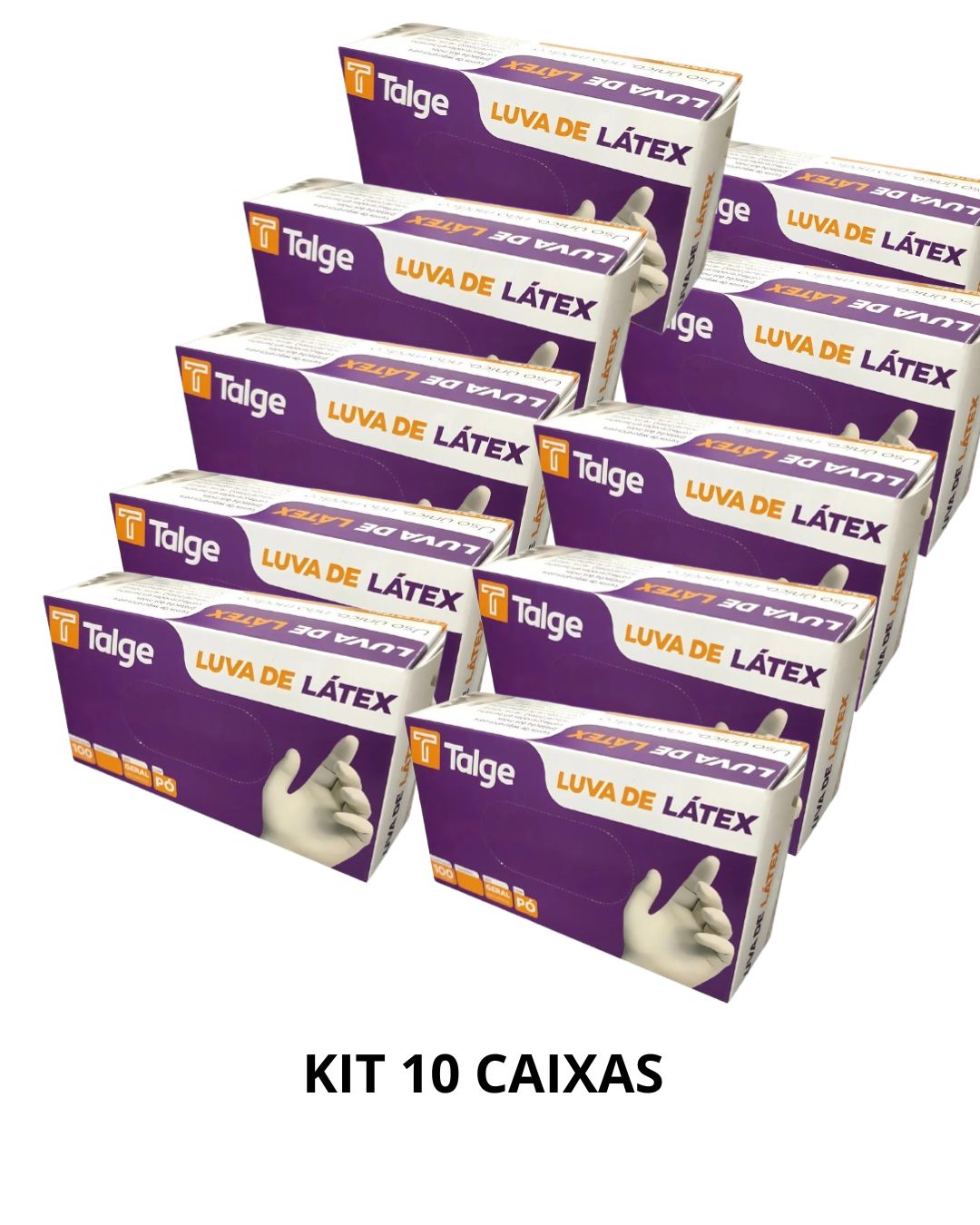KIT 10 CAIXAS DE LUVA LÁTEX C/PO TALGE