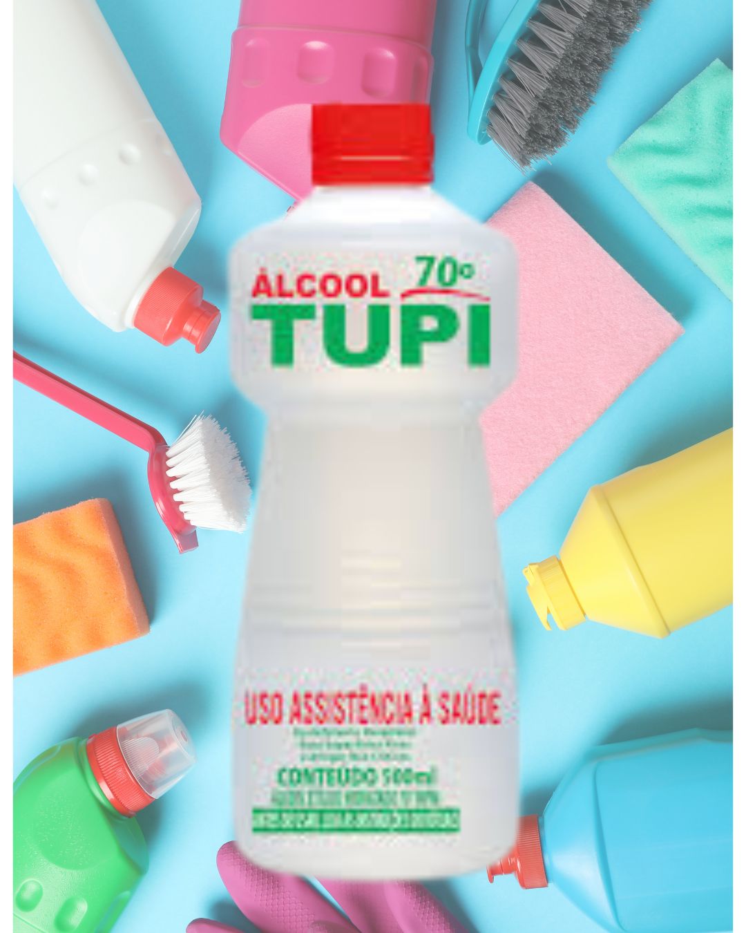 Álcool Tupi 70% Limpeza Hidratado Bactericida Fragrância Neutra 1 Litro