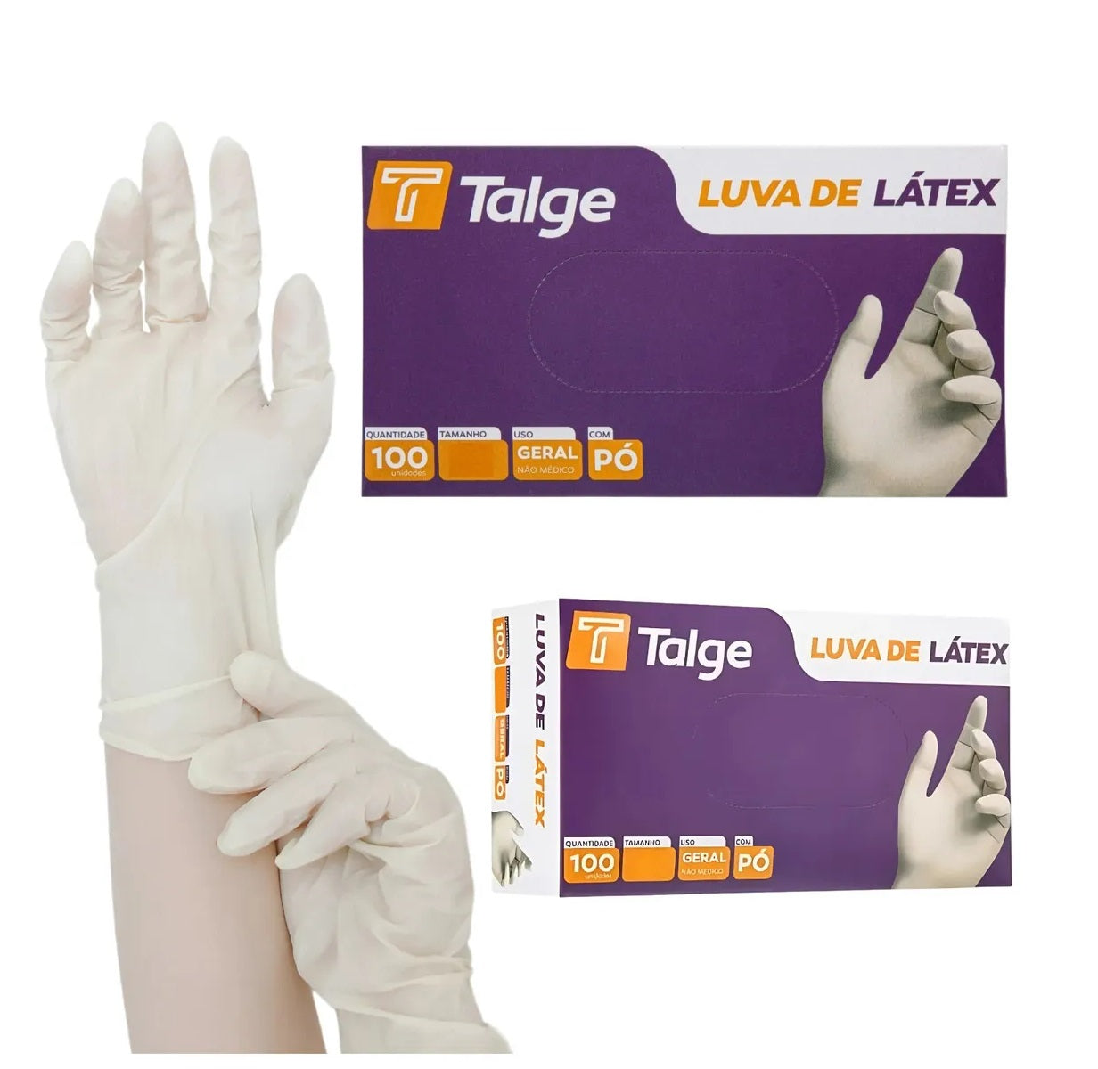 KIT 10 CAIXAS DE LUVA LÁTEX C/PO TALGE