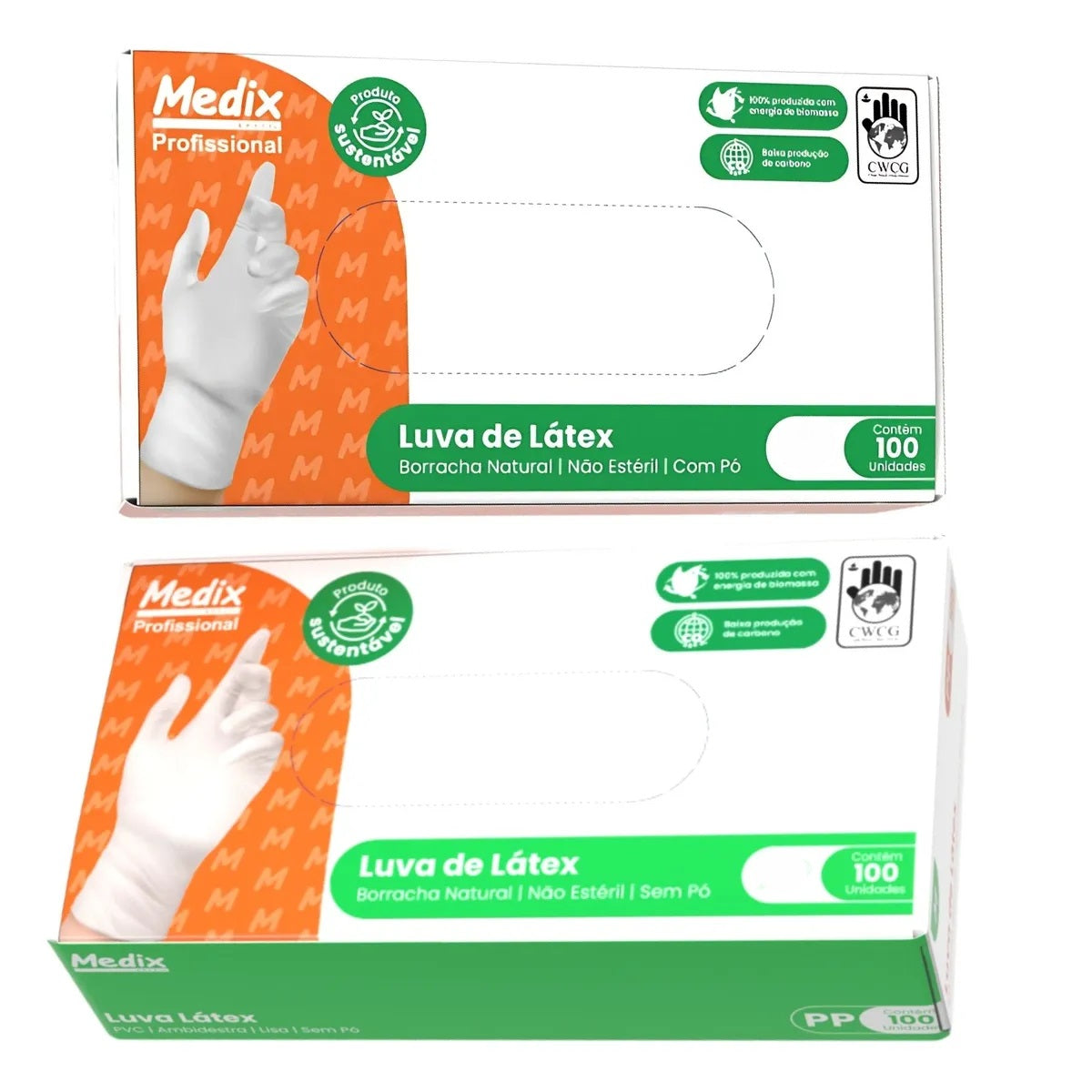 KIT 10 CAIXAS DE LUVA LÁTEX C/PÓ MEDIX C/100 - TAM.