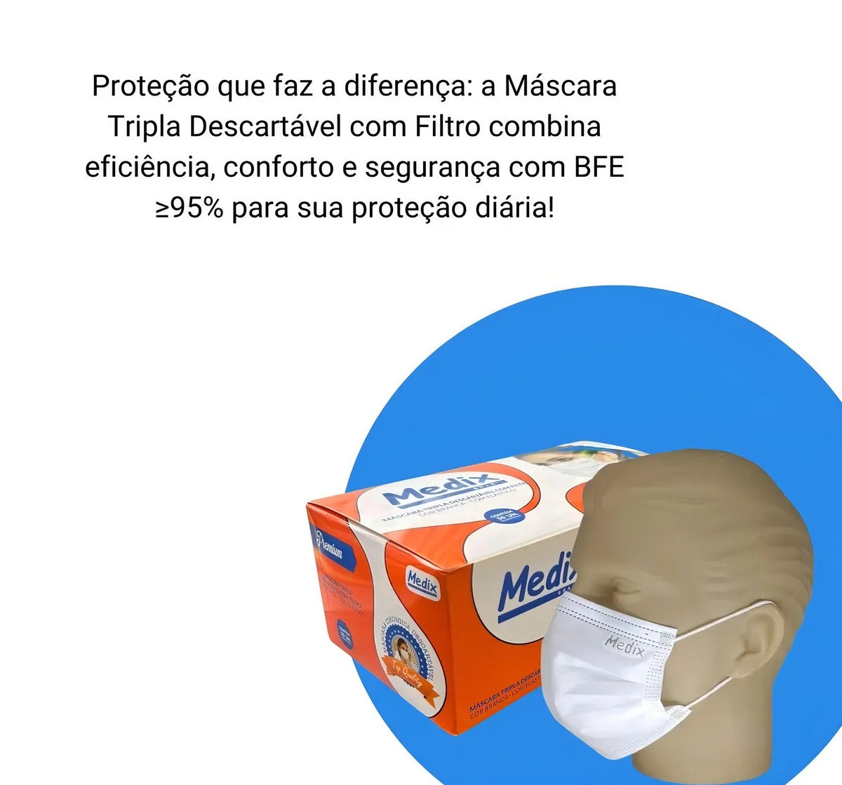 MASCARA DESCARTAVEL C/FILTRO COR BRANCA C/50 UNI. - MEDIX