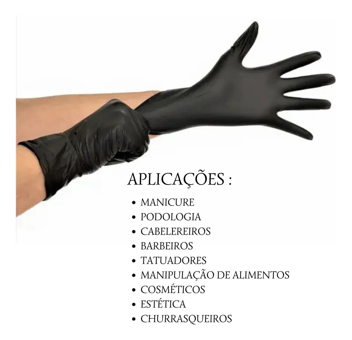 LUVA DE NITRILO PRETA C/100 MEDIX - TAM.