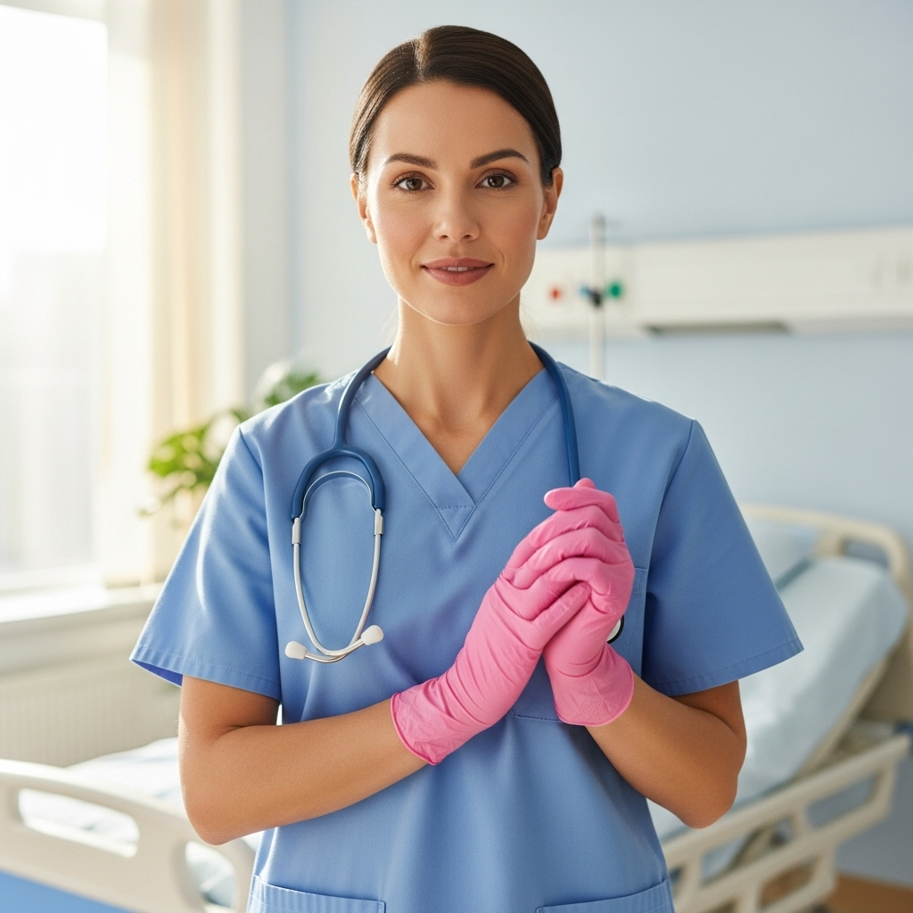 LUVA DE NITRILO ROSA C/100 MEDIX - TAM