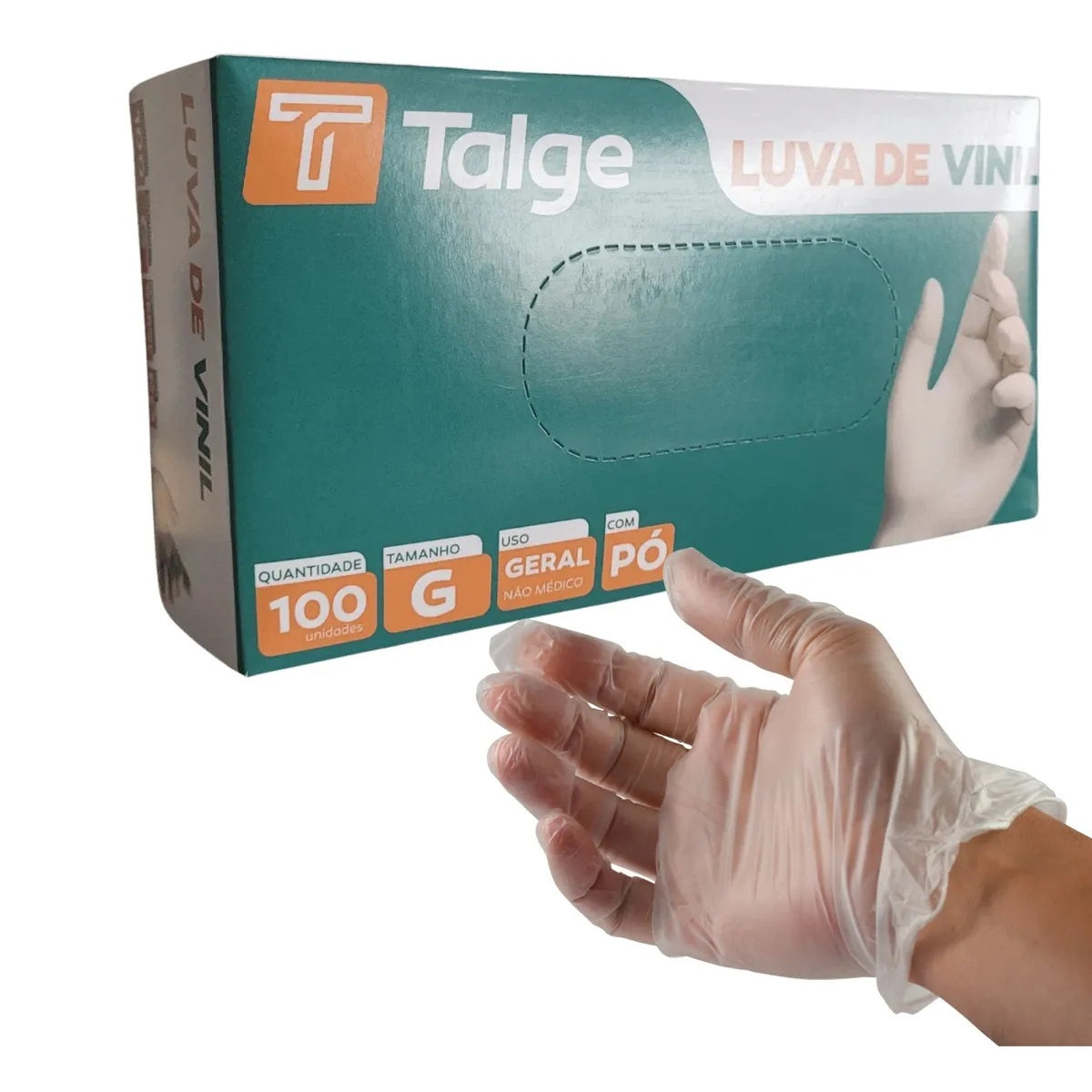 KIT 10 CAIXA DE LUVA VINIL S/PÓ TALGE - TAM.