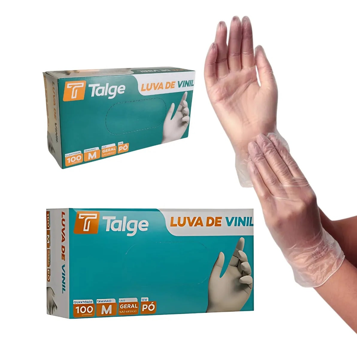KIT 10 CAIXA DE LUVA VINIL S/PÓ TALGE - TAM.