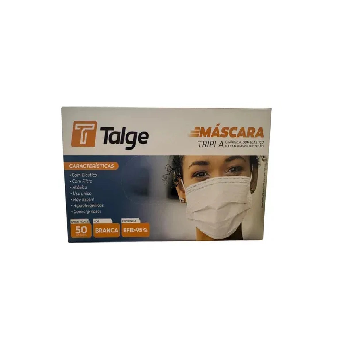 MASCARA DESCARTAVEL C/FILTRO COR BRANCA C/50 UN. - TALGE
