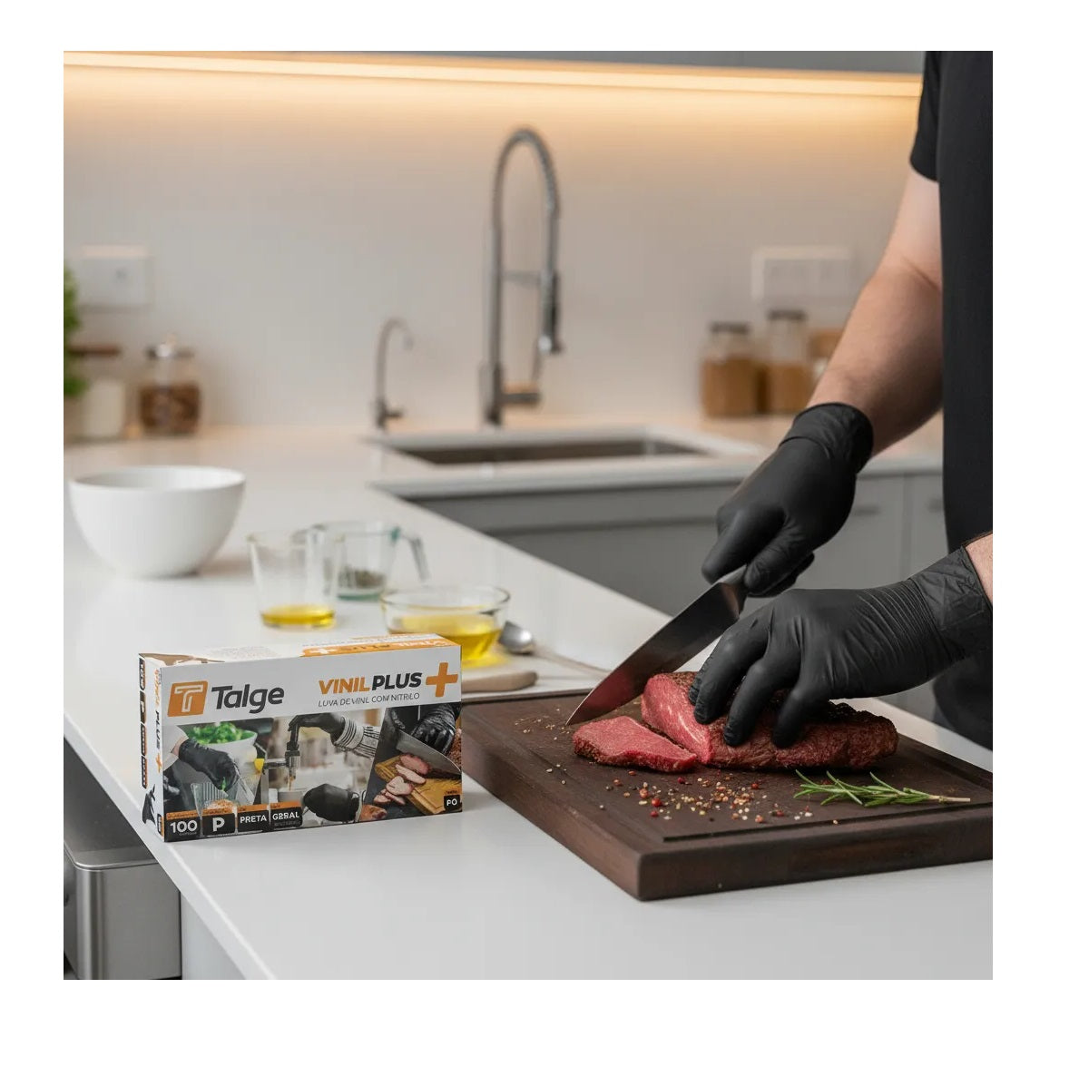 LUVA VINIL FLEX COR PRETA S/PÓ TALGE - TAM