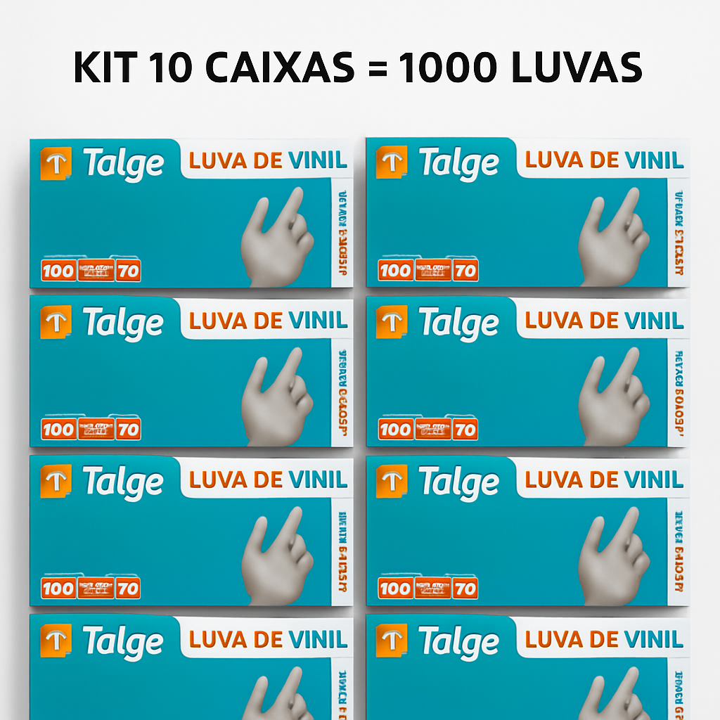 KIT 10 CAIXA DE LUVA VINIL S/PÓ TALGE - TAM.
