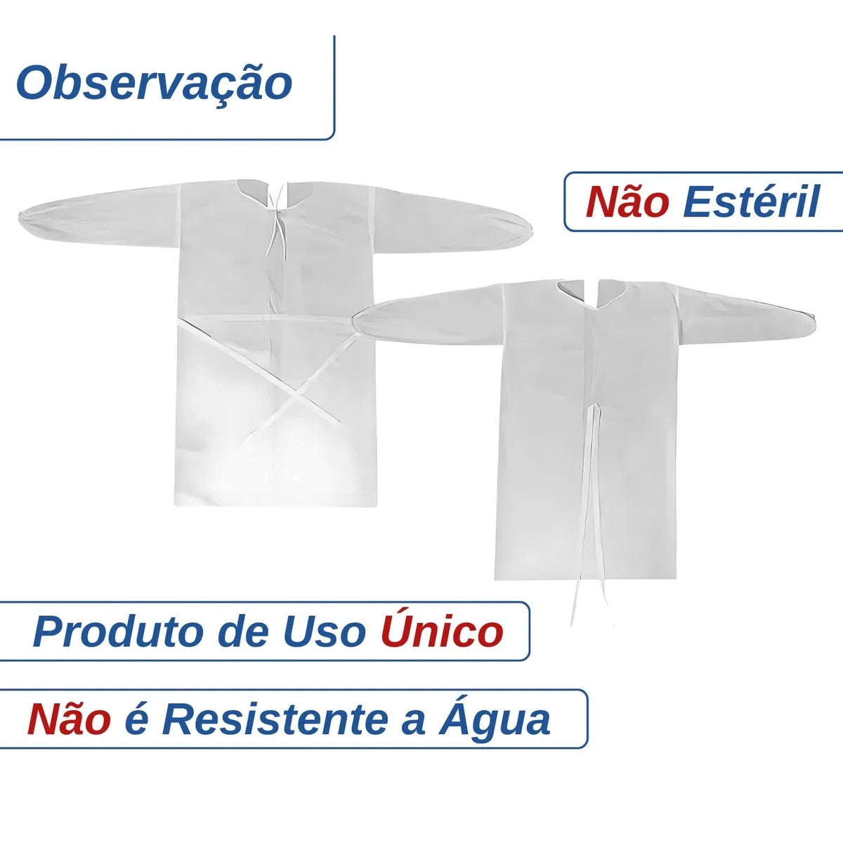 AVENTAL DESCARTÁVEL MANGA LONGA 20G TECBOND - 10 UNIDADES