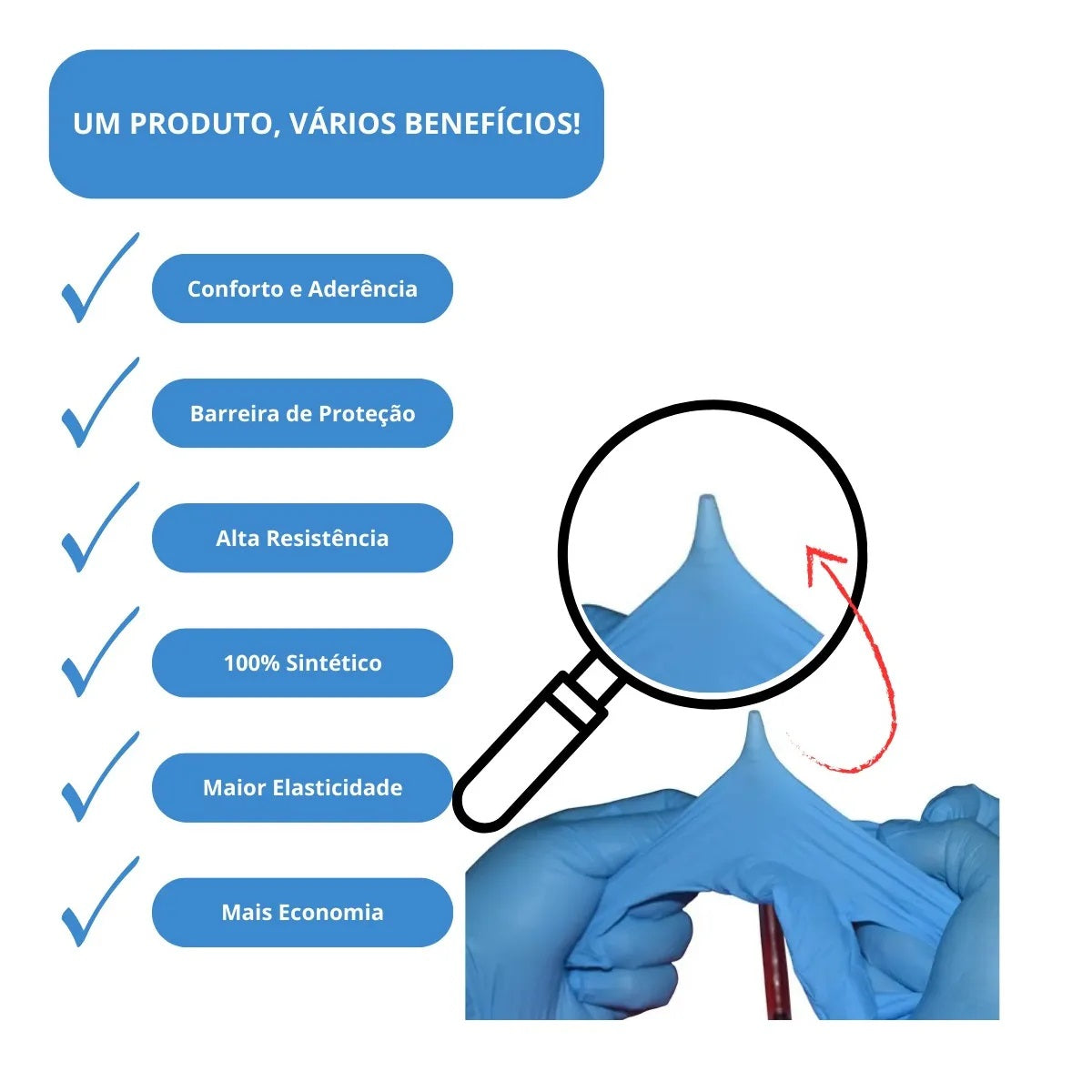 LUVA DE NITRILO AZUL SEM PÓ C/100 MEDIX - TAM.