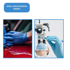 LUVA DE NITRILO AZUL SEM PÓ C/100 MEDIX - TAM.