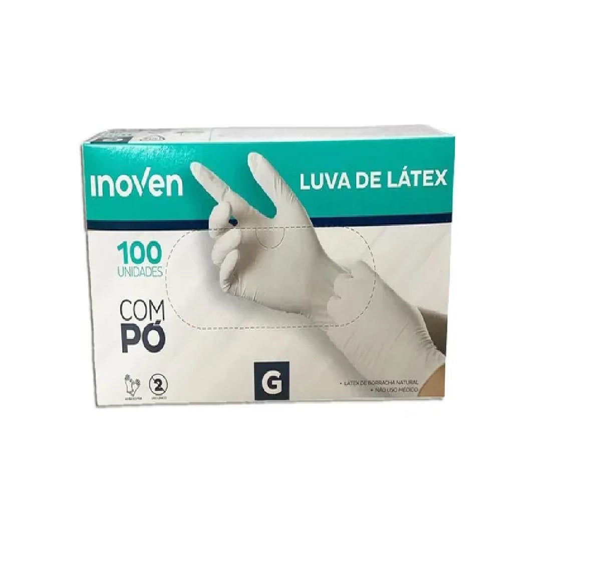 LUVA DE LÁTEX C/PÓ COR NATURAL 100 UNIDADES - INOVEN