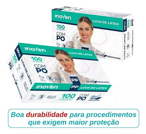 KIT 10 CAIXAS LUVA DE LÁTEX INOVEN - TAM.