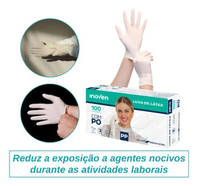 KIT 10 CAIXAS LUVA DE LÁTEX INOVEN - TAM.
