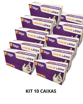 KIT 10 CAIXAS DE LUVA LÁTEX C/PO TALGE
