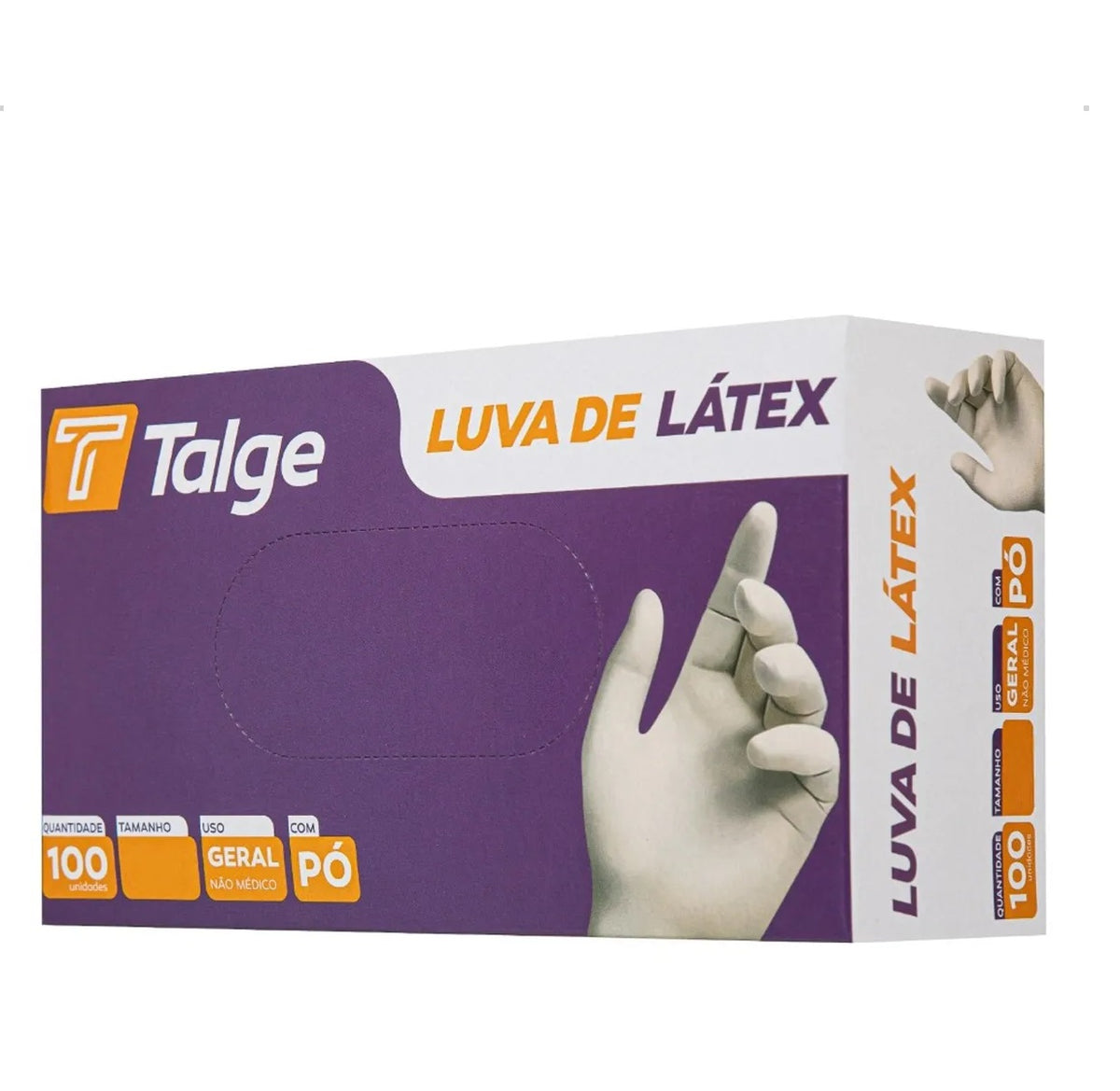 LUVA DE LÁTEX C/PÓ COR NATURAL 100 UNIDADES - TALGE