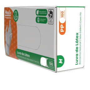 KIT 10 CAIXAS DE LUVA LÁTEX C/PÓ MEDIX C/100 - TAM.
