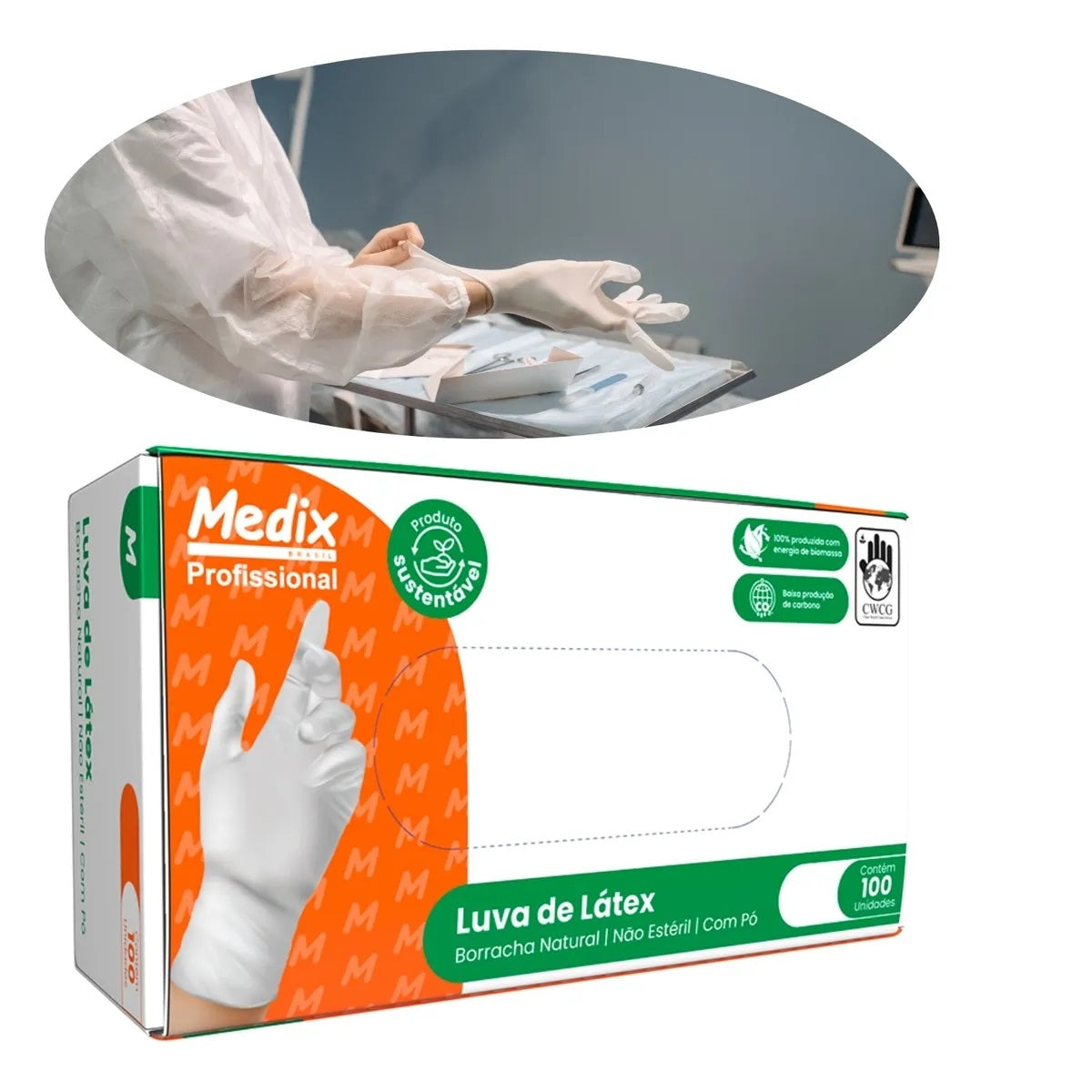 KIT 10 CAIXAS DE LUVA LÁTEX C/PÓ MEDIX C/100 - TAM.