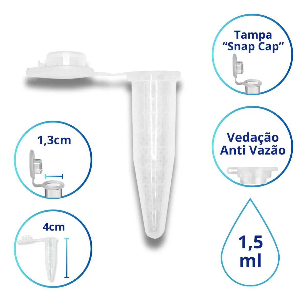 MICROTUBO GRAD. COR NEUTRA 1,5ML C/500 UNIDADES