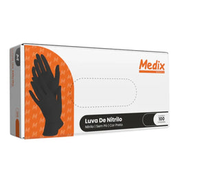 LUVA DE NITRILO PRETA C/100 MEDIX - TAM.