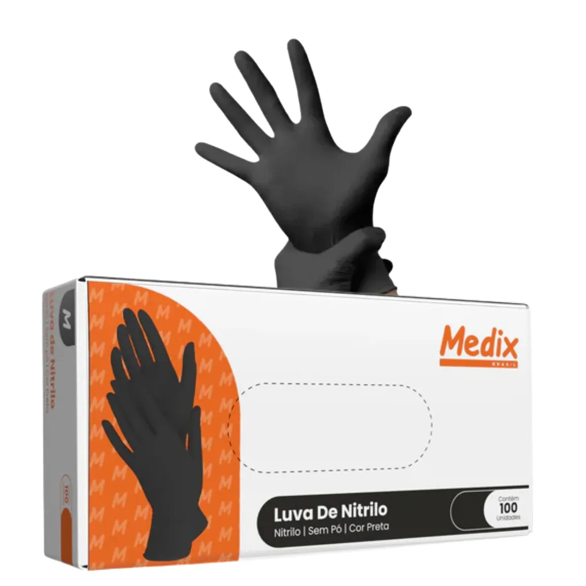 LUVA DE NITRILO PRETA C/100 MEDIX - TAM.