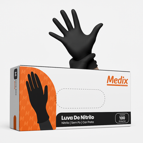 LUVA DE NITRILO PRETA C/100 MEDIX - TAM.