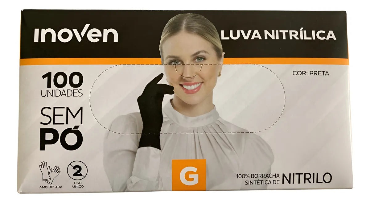 LUVA DE NITRILO PRETA TAM.G - INOVEN