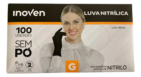 KIT 10 CAIXAS LUVA DE NITRILO PRETA TAM.G - INOVEN