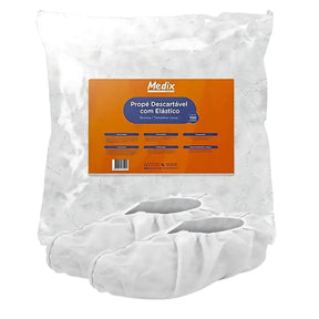 PROPÉ DESCARTAVEL COR BRANCA C/ELÁSTICO TAM.U 100 UNIDADES- MEDIX