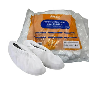 PROPÉ DESCARTAVEL COR BRANCA C/ELÁSTICO TAM.U 100 UNIDADES- MEDIX