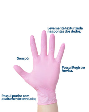 KIT 10 CAIXAS LUVA DE NITRILO ROSA TAM.P - INOVEN
