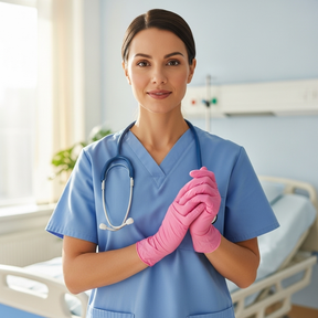 KIT 10 CAIXAS LUVA DE NITRILO ROSA TAM.P - INOVEN