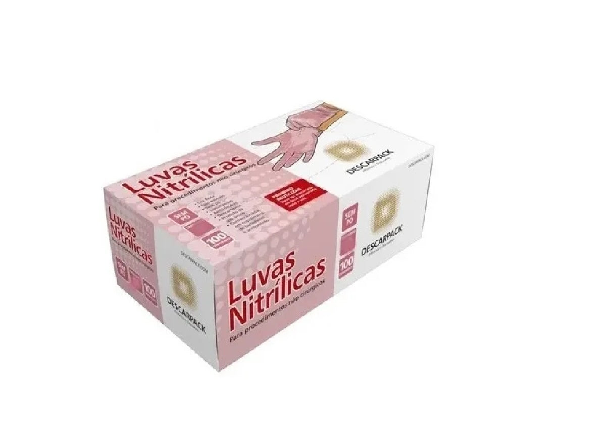 LUVA DE NITRILO ROSA C/100 TAM.P - DESCARPACK