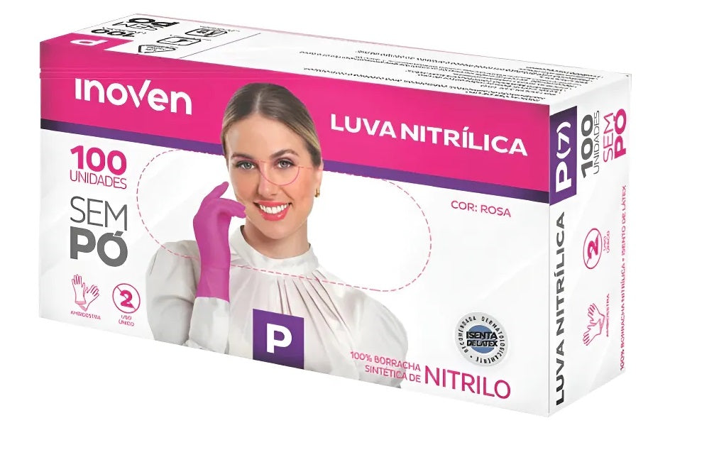LUVA DE NITRILO ROSA TAM.P - INOVEN