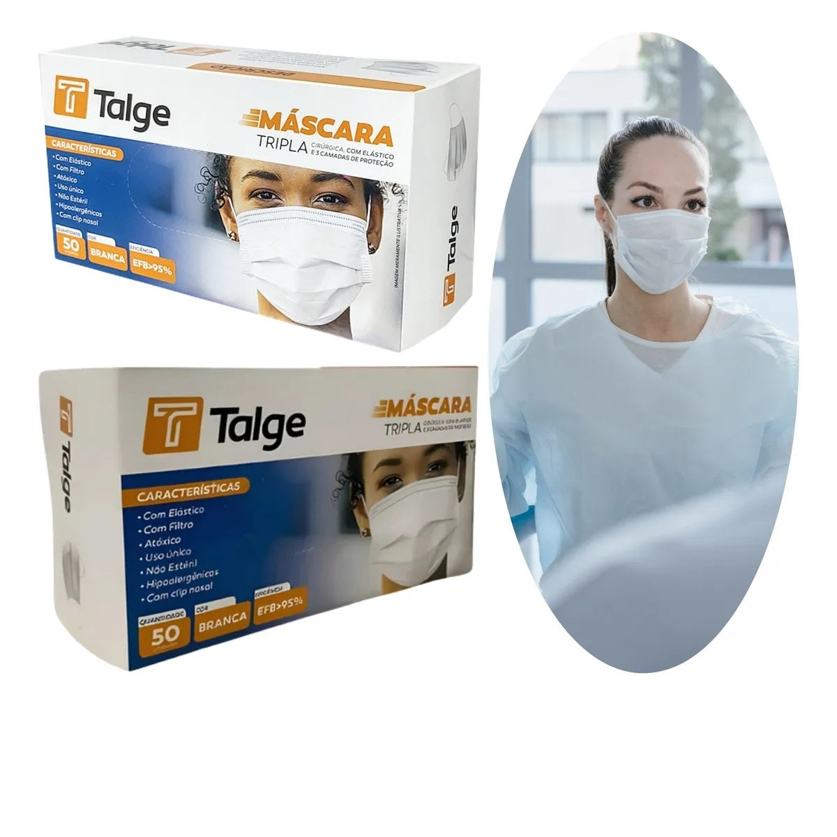 MASCARA DESCARTAVEL C/FILTRO COR BRANCA C/50 UN. - TALGE